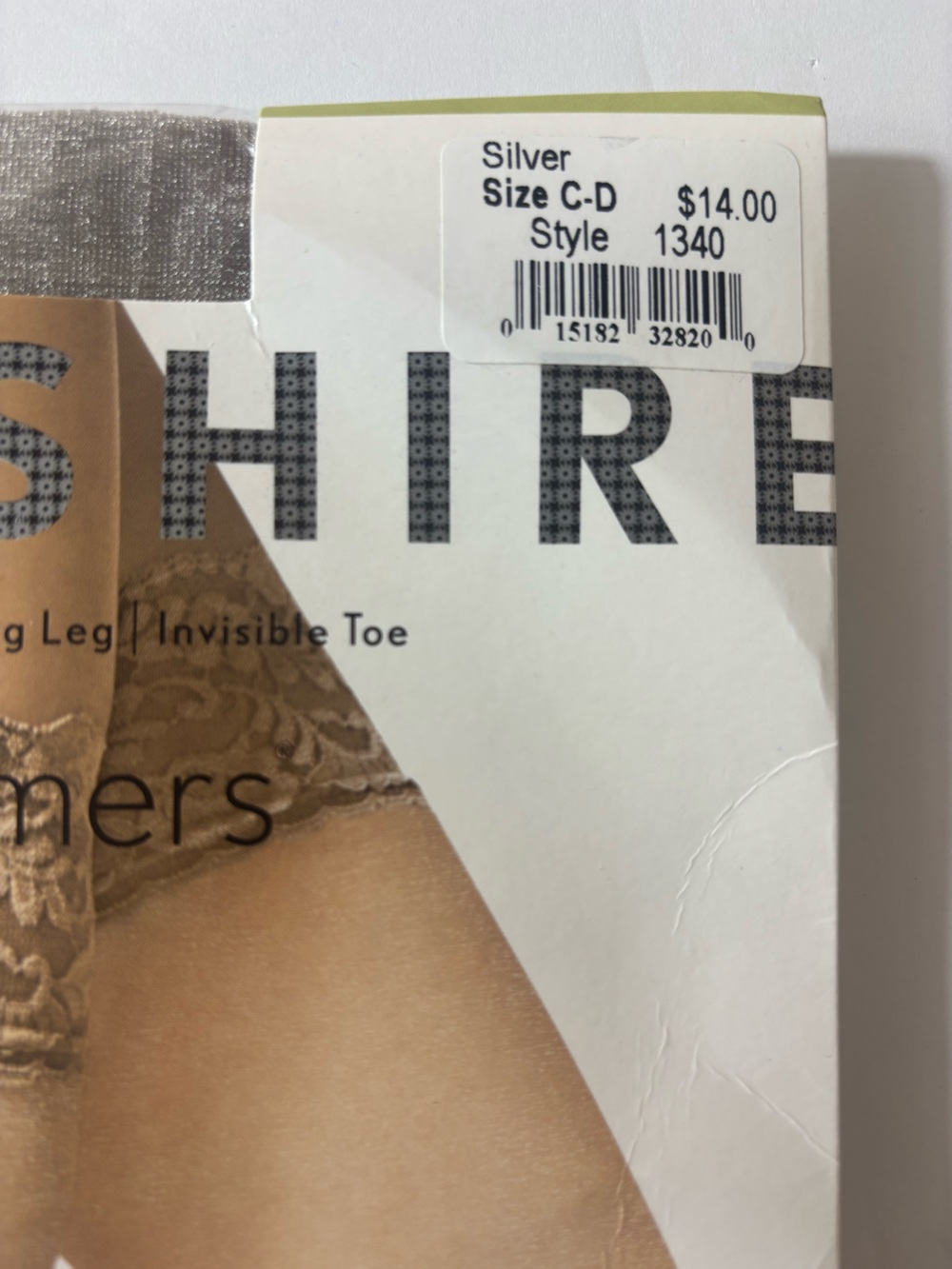 Berkshire Shimmers Thigh Highs Shimmering Invisible Toe Lace Top Silver Size C-D - Picture 3 of 6